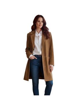 Bernardo Camel Suede Barn Chore Coat S Oversize Washable Distressed Boho Chic